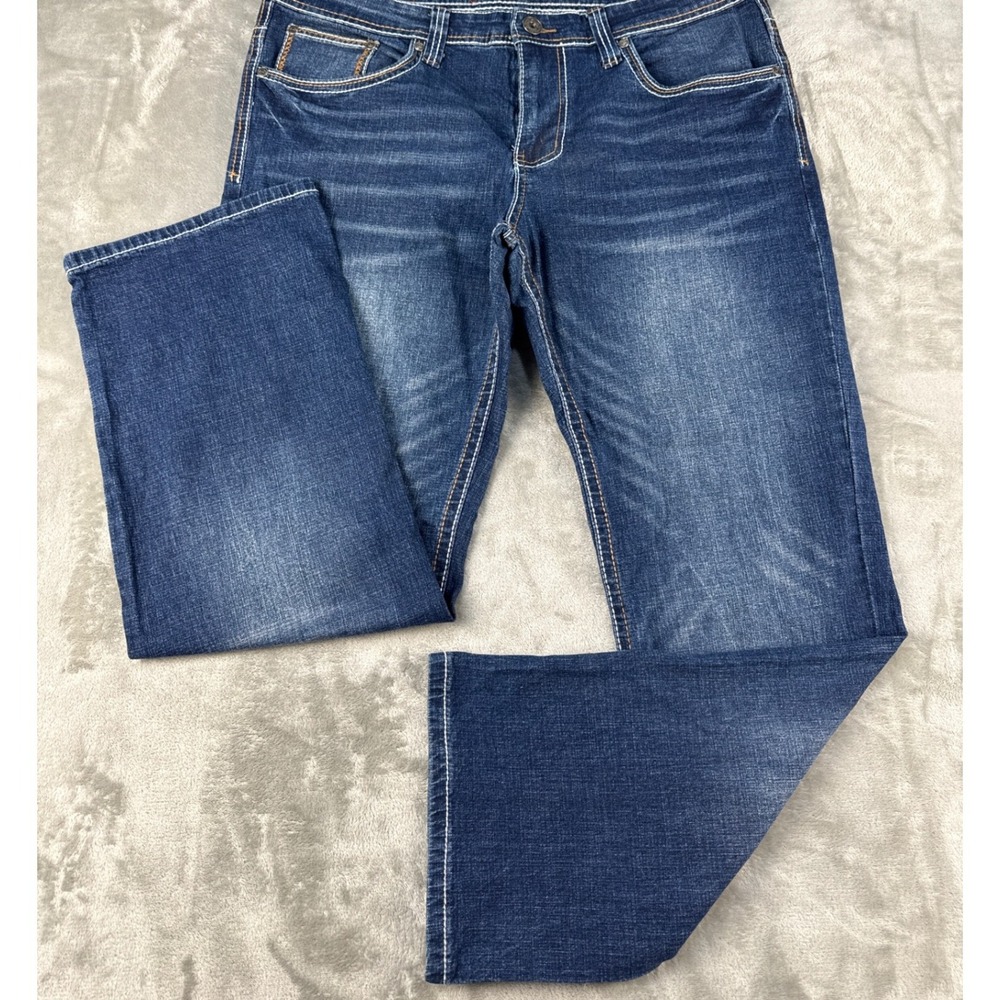 Axe & Crown Jeans Mens 34x30 Classic Straight Blue Embroidered EUC